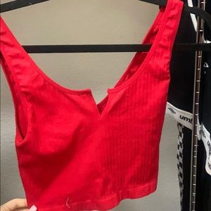 Revolve ribbed red crop top
